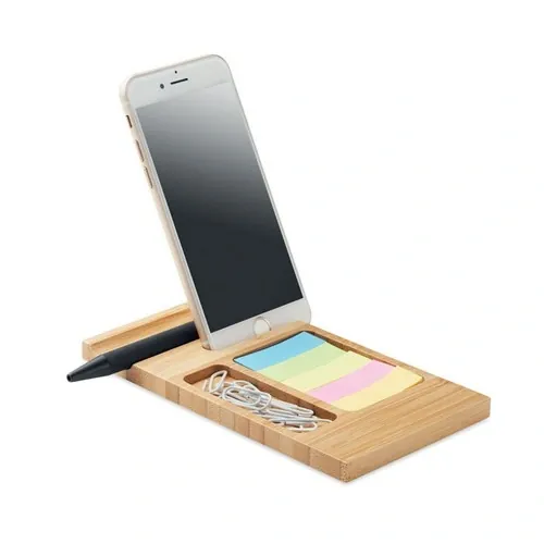 Set de sobremesa de bambú para teléfono con clips y notas ref MO6451 - Side Madera