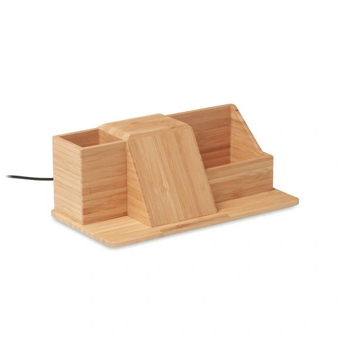 Organizador de sobremesa de bambú con carga inalámbrica ref MO6345