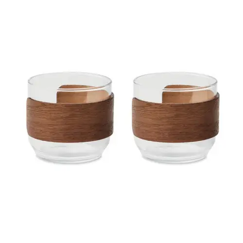 Set de 2 vasos de café con banda de nogal Bogota ref mo3197 - Madera