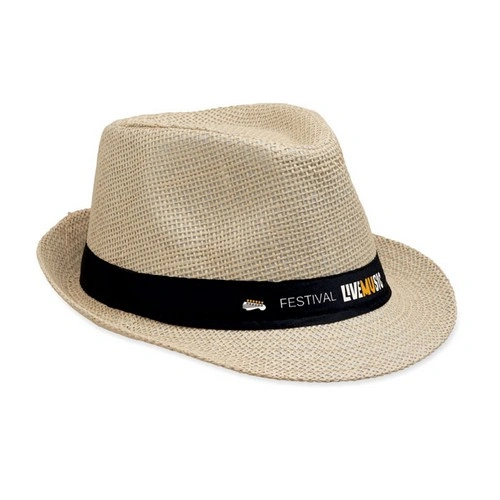 Sombrero de paja de papel Boowie personalizable para eventos ref MO2367