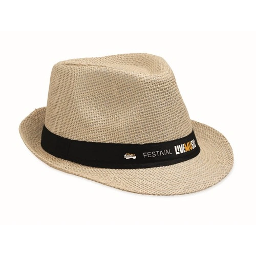 Sombrero de paja de papel Boowie personalizable para eventos ref MO2367