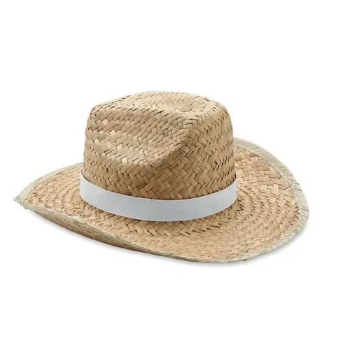 Sombrero de paja natural estilo vaquero con banda ref MO6755 - Blanco