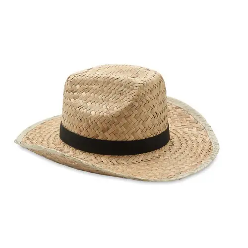 Sombrero de paja natural estilo vaquero con banda ref MO6755 - Negro