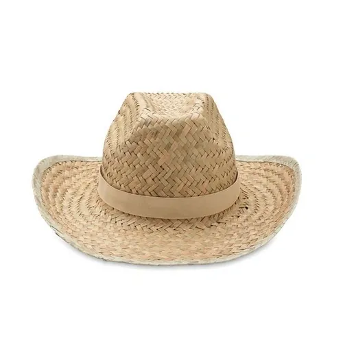 Sombrero de paja natural estilo vaquero con banda ref MO6755 - Side Beig