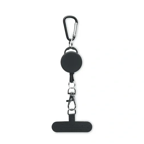 Soporte retráctil para móvil con mosquetón de aluminio ref MO2630 - Negro