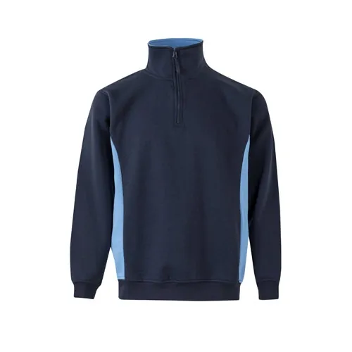 Sudadera bicolor con cuello alto y media cremallera ref 36044 - Azul Marino