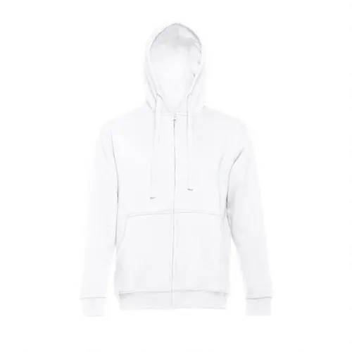 Sudadera unisex con capucha forrada y bolsillos marsupiales ref 30256 - Blanco 04