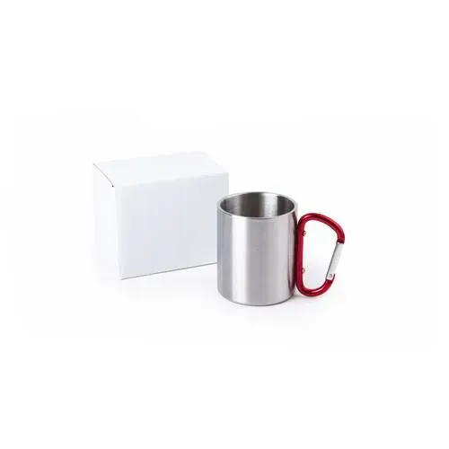 Taza de acero inox con asa mosquetón en vivos colores ref 4509 - 01