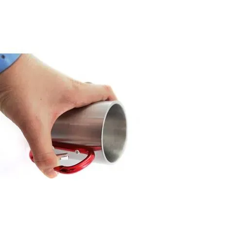 Taza de acero inox con asa mosquetón en vivos colores ref 4509 - 04