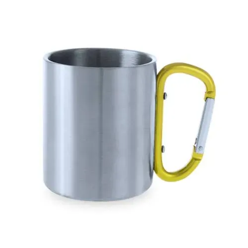 Taza de acero inox con asa mosquetón en vivos colores ref 4509 - Amarillo