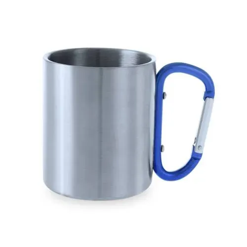 Taza de acero inox con asa mosquetón en vivos colores ref 4509 - Azul