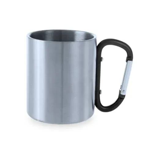 Taza de acero inox con asa mosquetón en vivos colores ref 4509 - Negro
