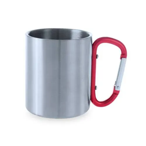 Taza de acero inox con asa mosquetón en vivos colores ref 4509 - Rojo