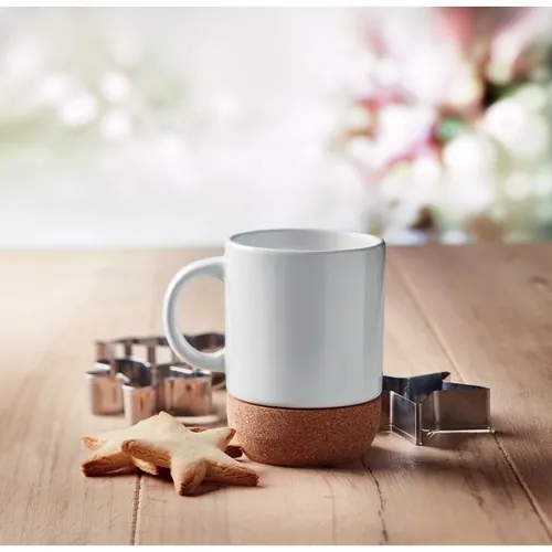 Taza de cerámica para sublimación con base de corcho ref MO6323 - Item Ambiant Picture Blanco