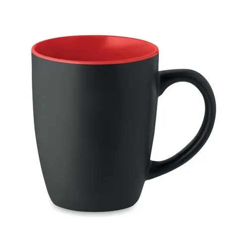 Taza cerámica negra mate con interior brillante ref MO6840 - Front Rojo