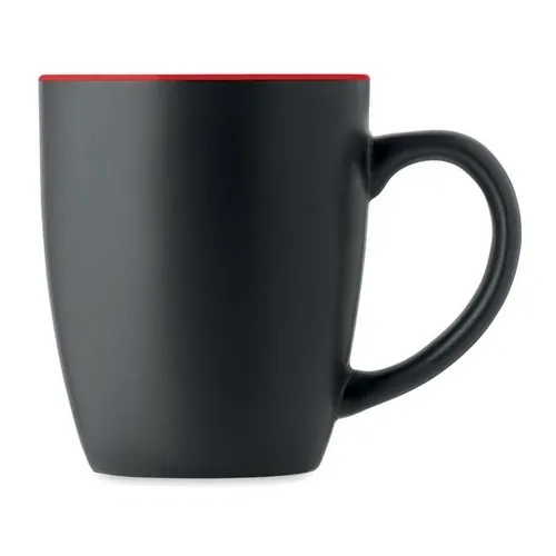 Taza cerámica negra mate con interior brillante ref MO6840 - Side Rojo