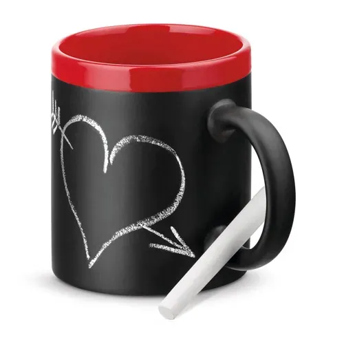 Taza cerámica con tiza para personalizar ref 93957 - Rojo