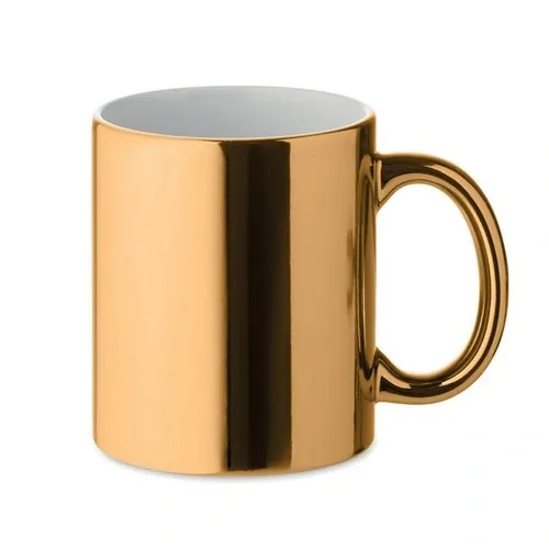 Taza clásica de cerámica con acabado metálico ref MO6607 - Front Oro