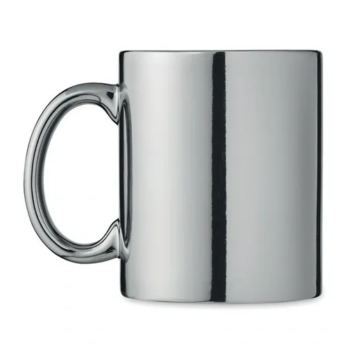 Taza clásica de cerámica con acabado metálico ref MO6607 - Side Plata Brillo