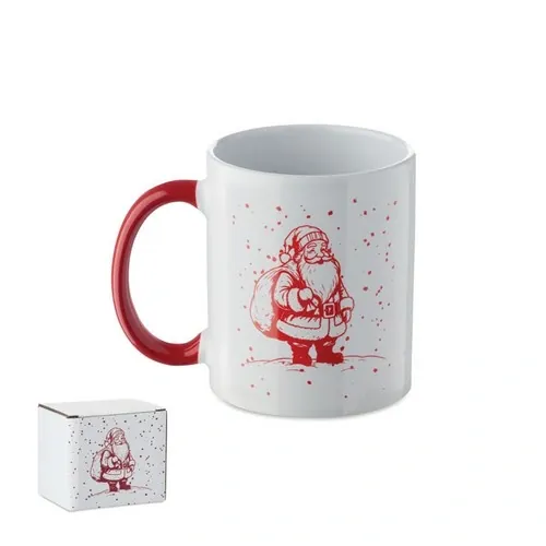 Taza de cerámica navideña 300 ml en caja de regalo ref CX1571 - Blanco Rojo