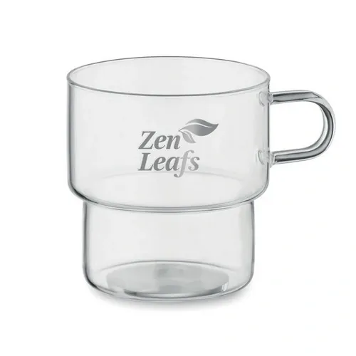 Taza apilable de cristal de borosilicato 300 ml ref MO2348 - Transparente Printed