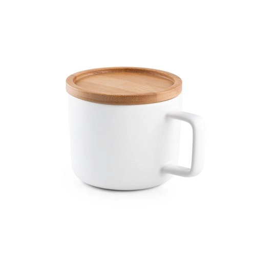 Taza de cerámica con tapa y base de bambú ref 94251