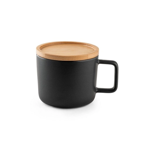 Taza de cerámica con tapa y base de bambú ref 94251