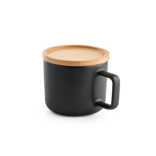 Taza de cerámica con tapa y base de bambú ref 94251