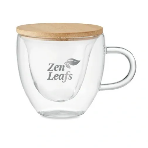 Taza de vidrio borosilicato doble pared forma corazón ref MO6937 - Printed Transparente