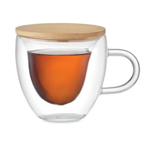 Taza de vidrio borosilicato doble pared forma corazón ref MO6937 - Side Transparente
