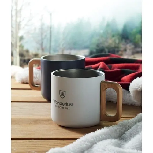 Taza de doble pared de acero inoxidable reciclado ref MO2325 - 6 Blanco
