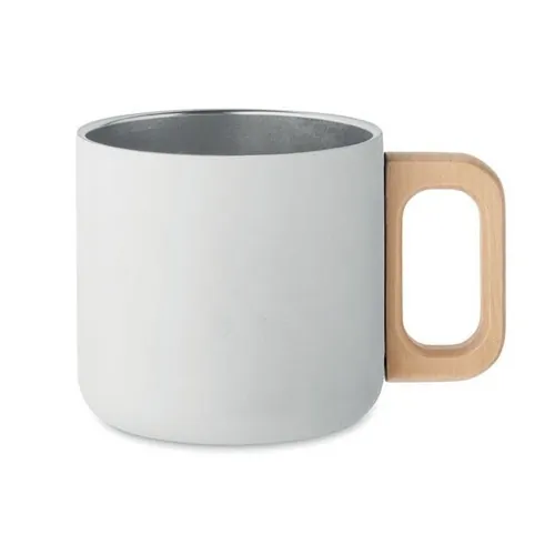 Taza de doble pared de acero inoxidable reciclado ref MO2325 - Blanco