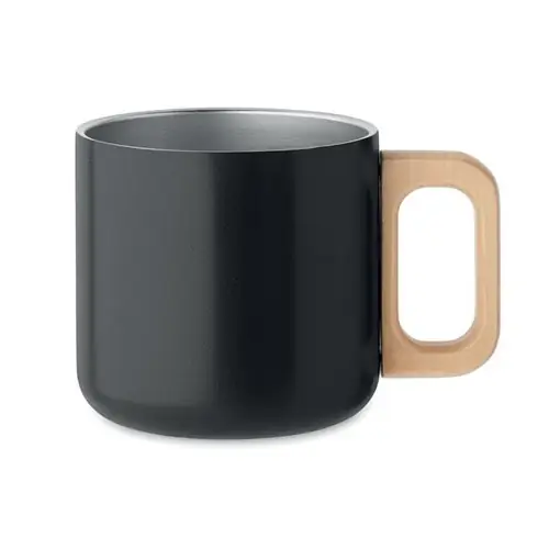 Taza de doble pared de acero inoxidable reciclado ref MO2325 - Negro