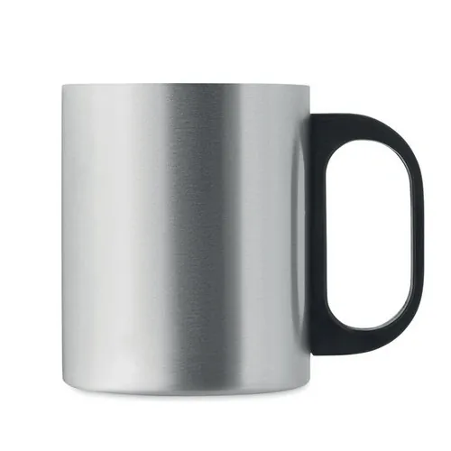 Taza de acero inoxidable doble pared con asa ergonómica ref MO6600 - Side Plata Mate
