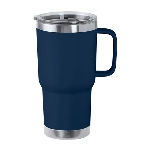 Taza térmica de acero reciclado con tapa a presión ref PA43 - Azul Marino