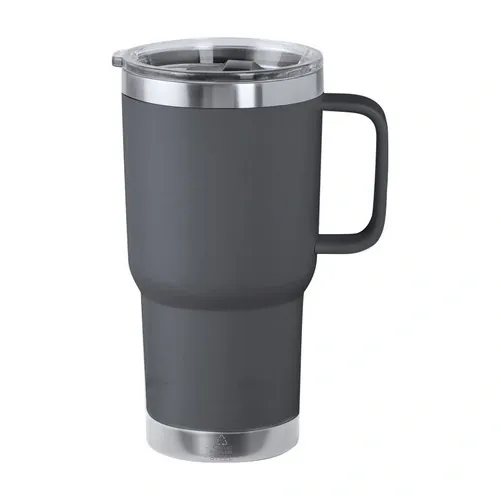 Taza térmica de acero reciclado con tapa a presión ref PA43 - Gris