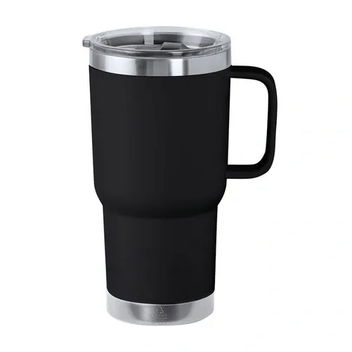 Taza térmica de acero reciclado con tapa a presión ref PA43 - Negro
