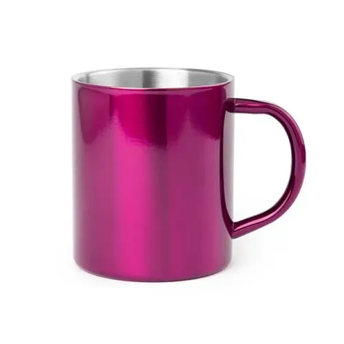 Taza de acero inox bicolor con diseño original ref 4656 - Fucsia