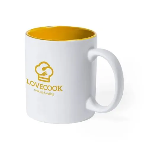 Taza de cerámica personalizable con interior colorido ref 5836 - Amarillo