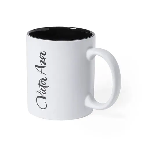 Taza de cerámica personalizable con interior colorido ref 5836 - Negro