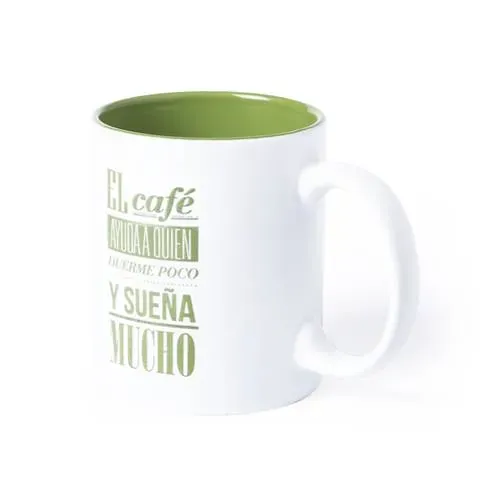 Taza de cerámica personalizable con interior colorido ref 5836 - Verde