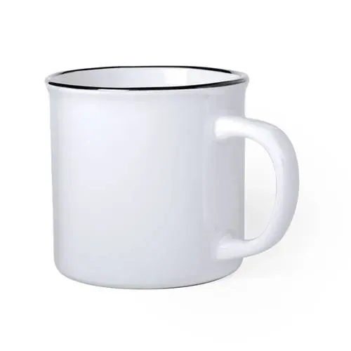Taza de cerámica vintage 300ml diseño colorido ref 5685 - Blanco