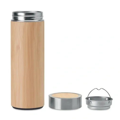 Termo de acero inoxidable con infusor de té ref MO9421 - Back Madera