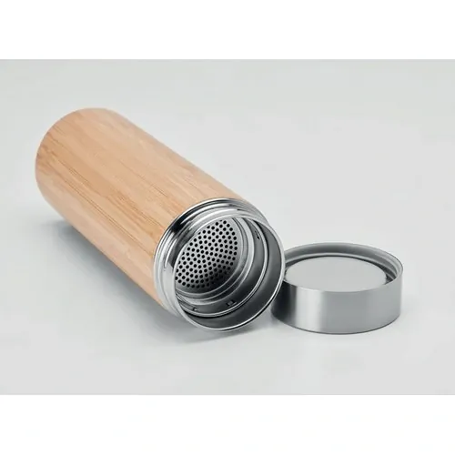 Termo de acero inoxidable con infusor de té ref MO9421 - Side Madera