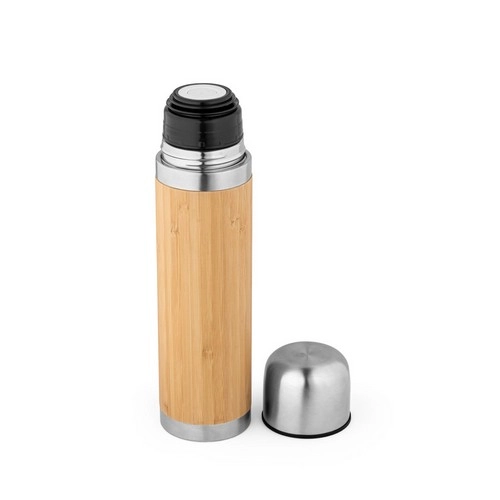 Termo de bambú y acero inoxidable mantiene bebidas frías y calientes ref 94254