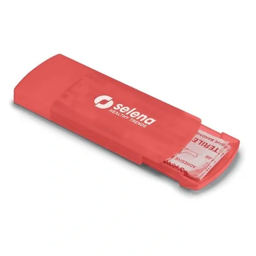 Caja compacta de plástico con 5 tiritas ref KC6949 - Rojo Transparente Printed