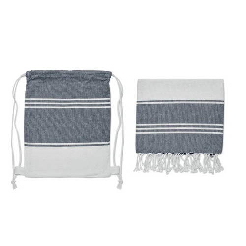 Toalla de playa hammam con bolsa de cuerda reciclada ref MO2584