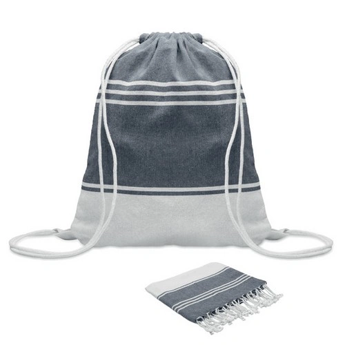 Toalla de playa hammam con bolsa de cuerda reciclada ref MO2584
