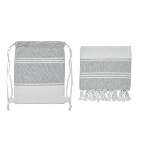 Toalla de playa hammam con bolsa de cuerda reciclada ref MO2584