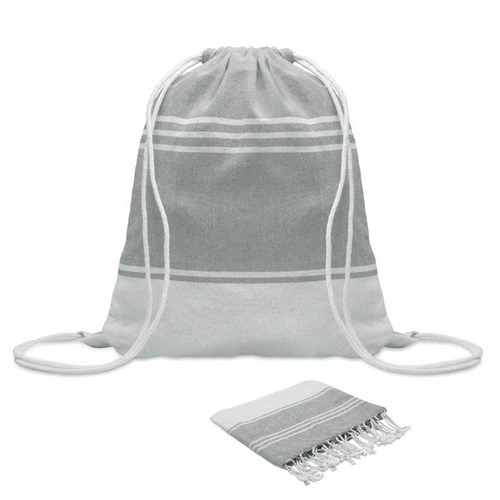 Toalla de playa hammam con bolsa de cuerda reciclada ref MO2584